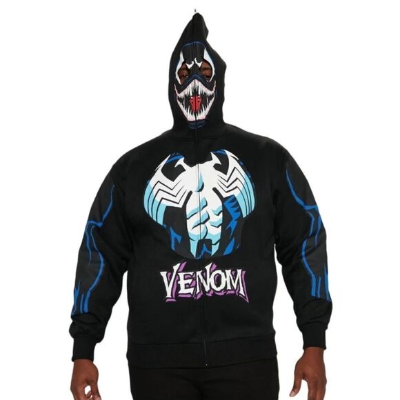 CLEARANCE Marvel Venom Full Face Zip Up Hoodie Cosplay Costume - Picture 5 of 14